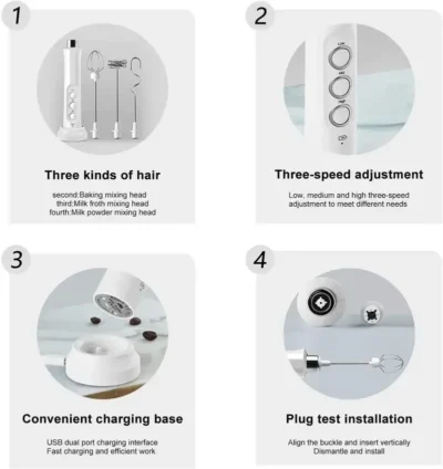 Espumador de leche eléctrico recargable 4