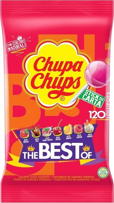 Chupa Chups original bolsa 120 caramelos con palo. Sin gluten | vadeoutlet