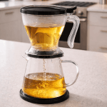 Tetera con filtro 600ml infusor manual café y té cold brew transparente | vadeoutlet