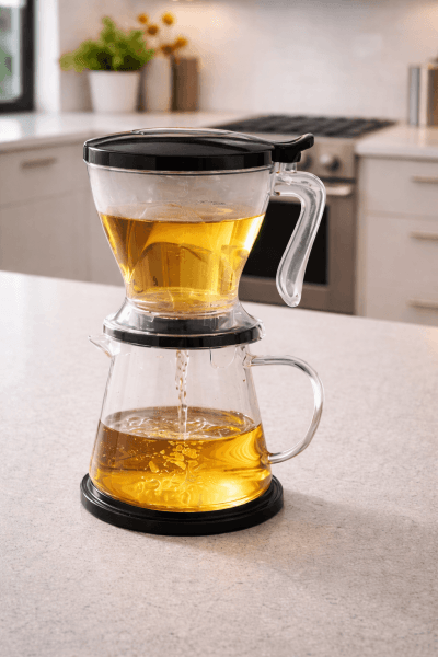 Tetera con filtro 600ml infusor manual café y té cold brew transparente | vadeoutlet