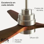 Ventilador de Techo YOEVU HELIX Dark Wood DC con Luz LED, WiFi, Alexa y 6 Velocidades Silencioso