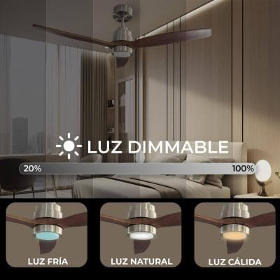 Ventilador de Techo YOEVU HELIX Dark Wood DC con Luz LED, WiFi, Alexa y 6 Velocidades Silencioso