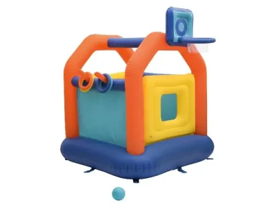 astillo Hinchable Infantil Multicolor con Canasta y Juego de Aros 160x180 cm