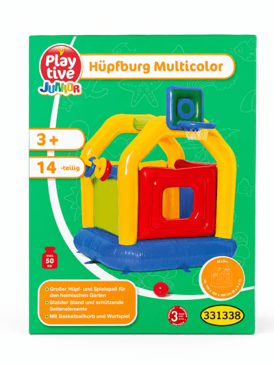 astillo Hinchable Infantil Multicolor con Canasta y Juego de Aros 160x180 cm