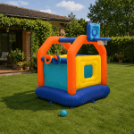 astillo Hinchable Infantil Multicolor con Canasta y Juego de Aros 160x180 cm